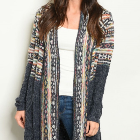 LAST 1! LONG KNIT CARDIGAN SWEATER - Picture 2 of 8